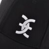 the flat embroidery logo on the left-front side of the black and white baseball hat KN2012232