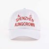 All white curved brim baseball cap front view ACNA2011121
