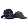 Dark blue black grey blue nylon baseball cap dad cap with 3 red stripes KN2102271