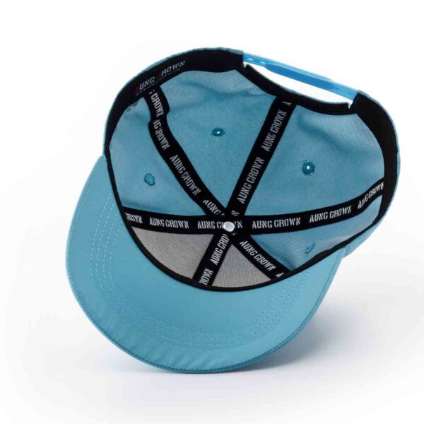 the inner taping and sweatband on the blue multi color baseball cap SFG-210322-1