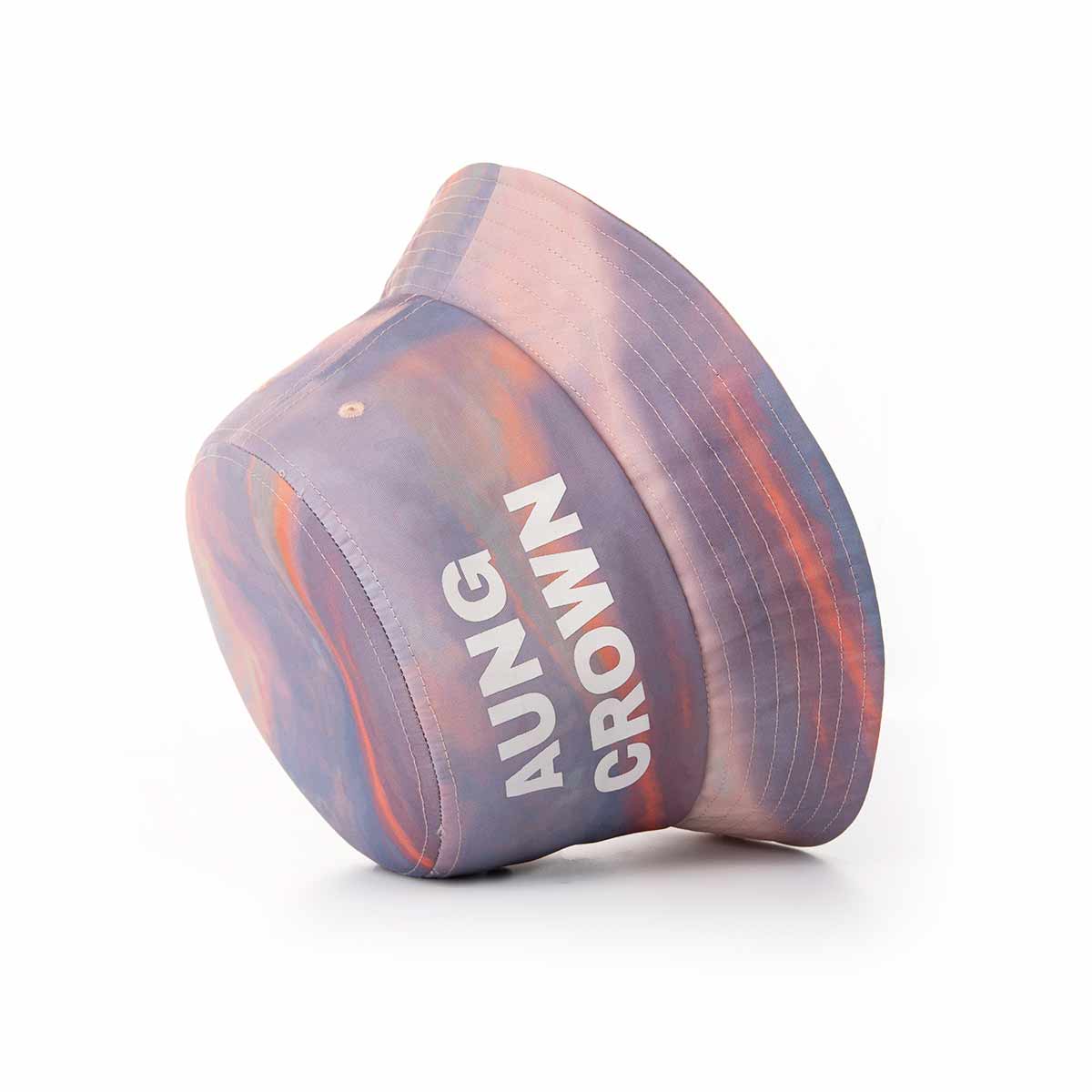 Aung Crown Hawaiian bucket hat with white letters and a narrow-down brim SFG-210429-5 Aung Crown Hawaiian bucket hat with white letters and a narrow-down brim SFG-210429-5