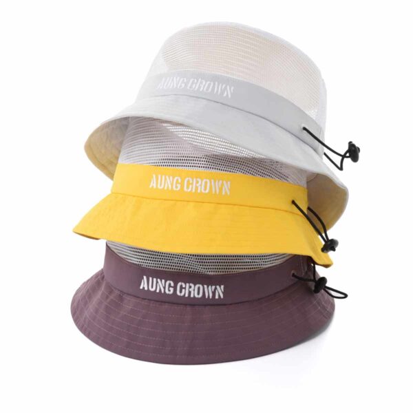 Aung Crown Mesh bucket hat in yellow, gray, or purple SFG-210318-1