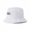 Aung Crown all white bucket hat with breathable eyelets and a narrow-down brim SFG-210429-8