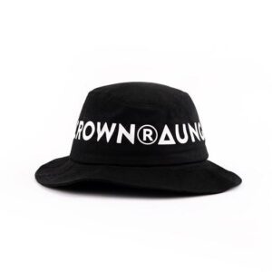 Aung Crown black cotton bucket hat with a flat brim KN2102035