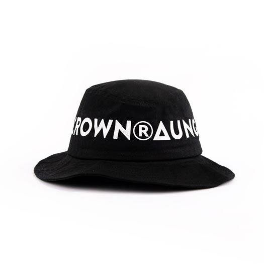 Aung Crown black cotton bucket hat with a flat brim KN2102035