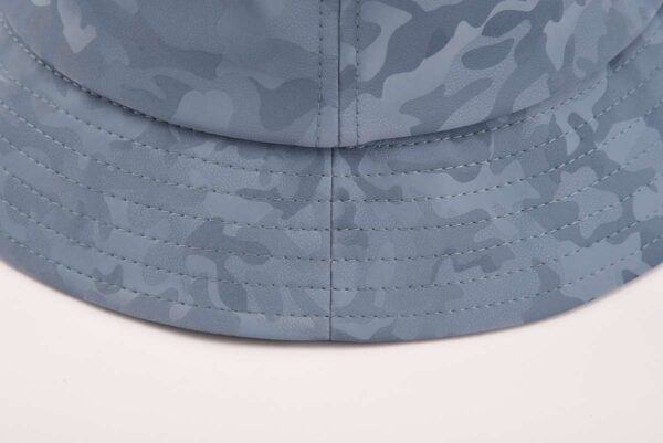 Aung Crown blue leather bucket hat with a short narrow-down brim in details SFG-210317-6