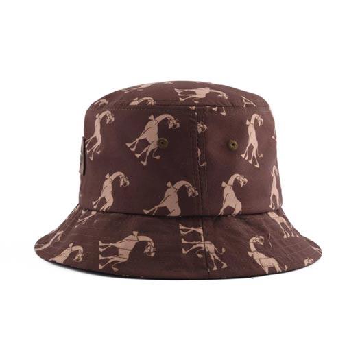 Aung Crown brown bucket hat with embroidery eyelets near the top of the crown KN2102221