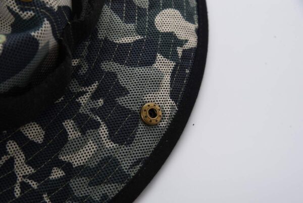 Aung Crown bucket hat with metal snap buttons on the brim SFG-210420-1