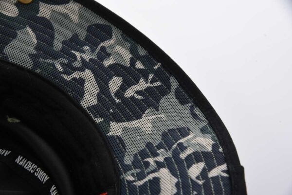 Aung Crown camo bucket hat with a piping edge wide brim SFG-210420-1