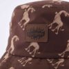 Aung Crown casual brown bucket hat with a leather patch on the front KN2102221