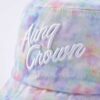 Aung Crown casual tie dye bucket hat with 3D embroidery letters on the front KN2103014