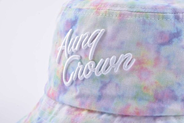 Aung Crown casual tie dye bucket hat with 3D embroidery letters on the front KN2103014