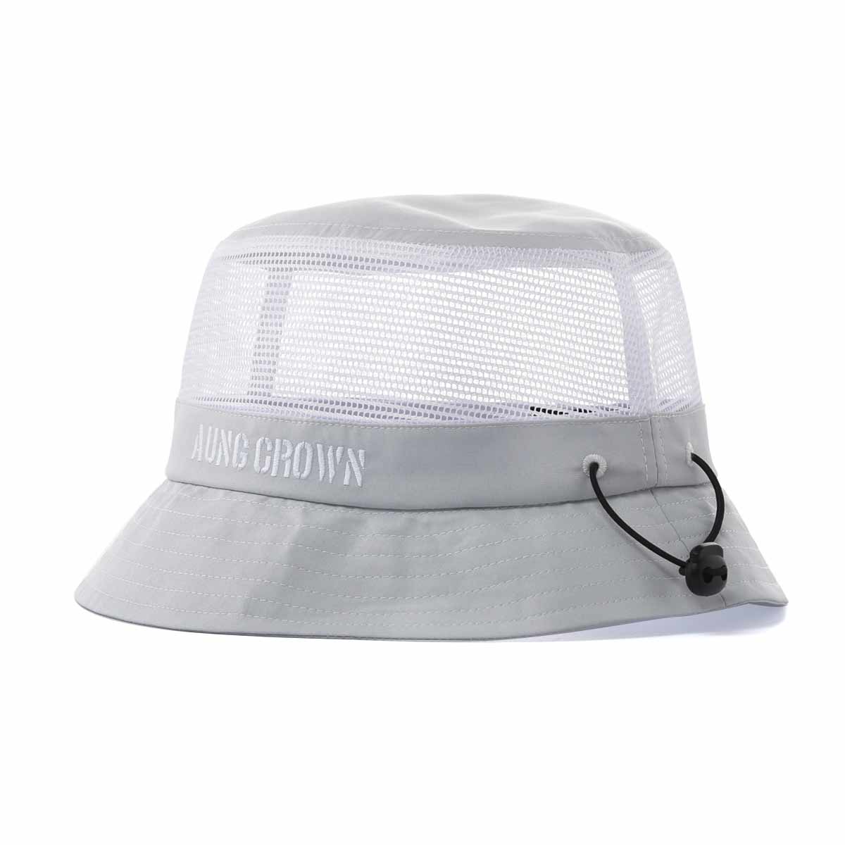 Aung Crown gray bucket hat with top drawstrings SFG-210318-1 Aung Crown gray bucket hat with top drawstrings SFG-210318-1
