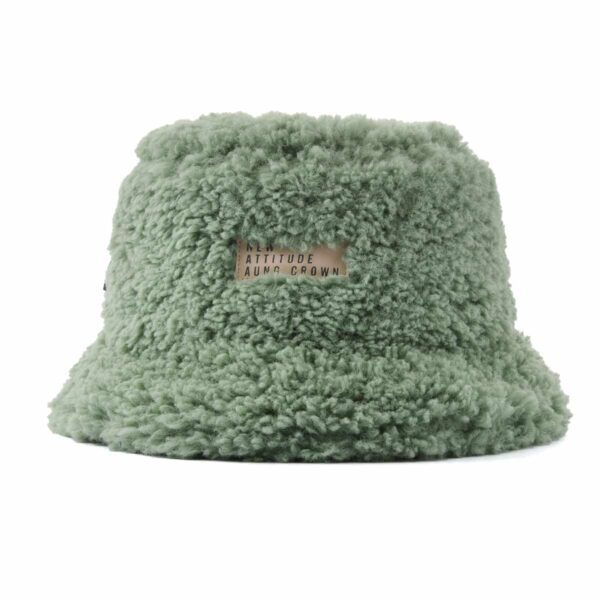 Aung Crown green shearling bucket hat SFA-210408-1