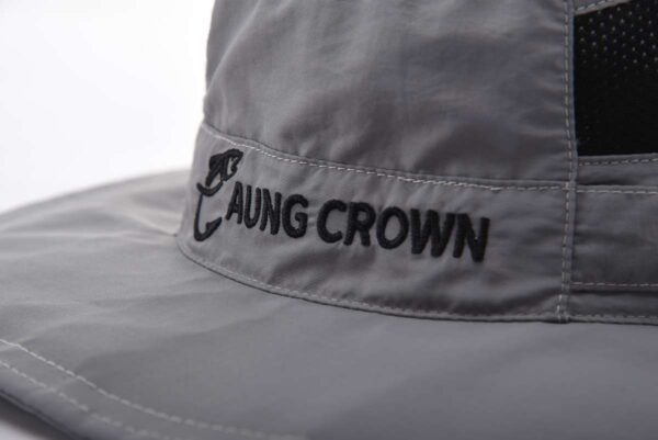 Aung Crown grey bucket hat with flat embroidery letters on the front KN2101291