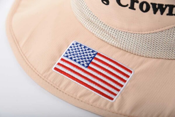 Aung Crown khaki bucket hat safari with the US flag applique on the brim KN2101284