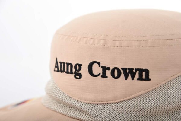 Aung Crown khaki bucket hat with flat embroidery letters on the front KN2101284