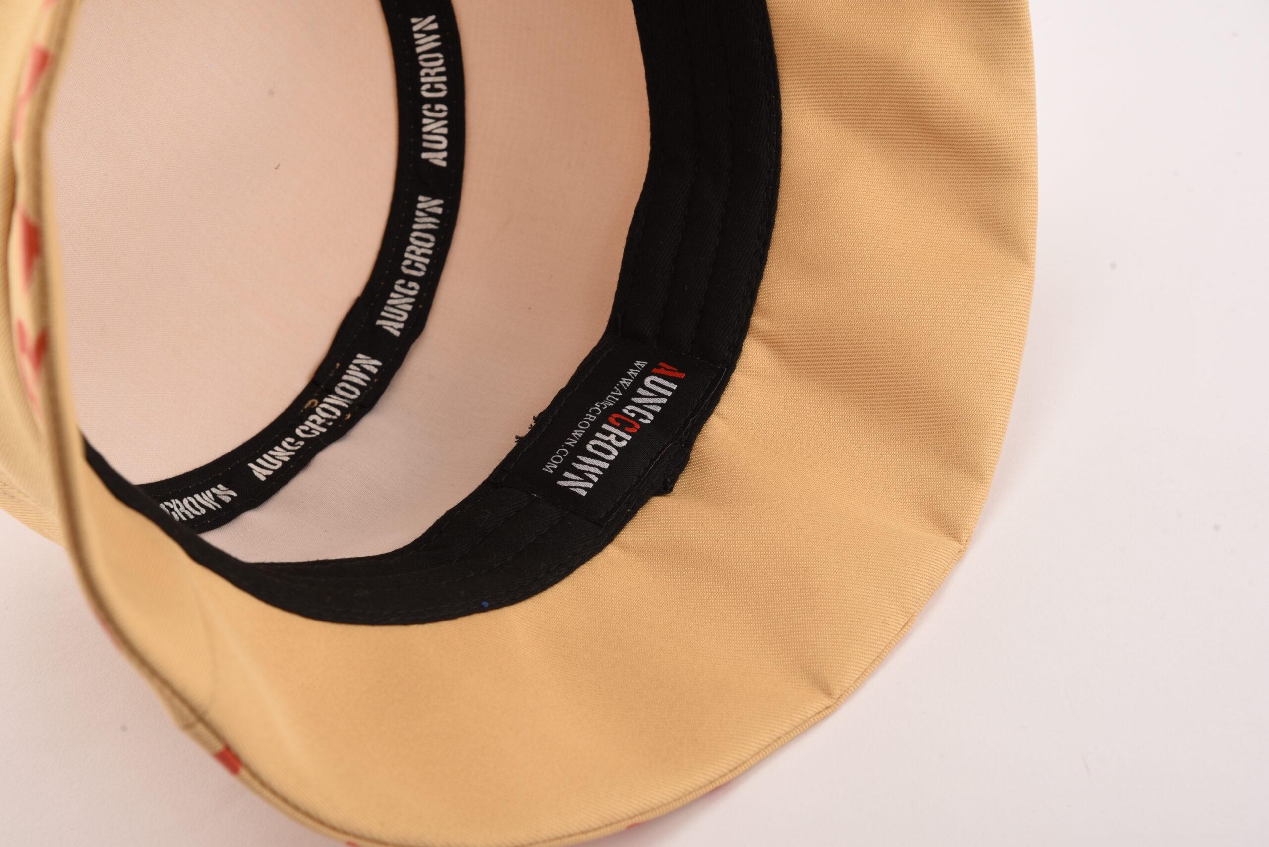 Aung Crown khaki printable bucket hat pattern with an inner label and taping SFG-210324-1