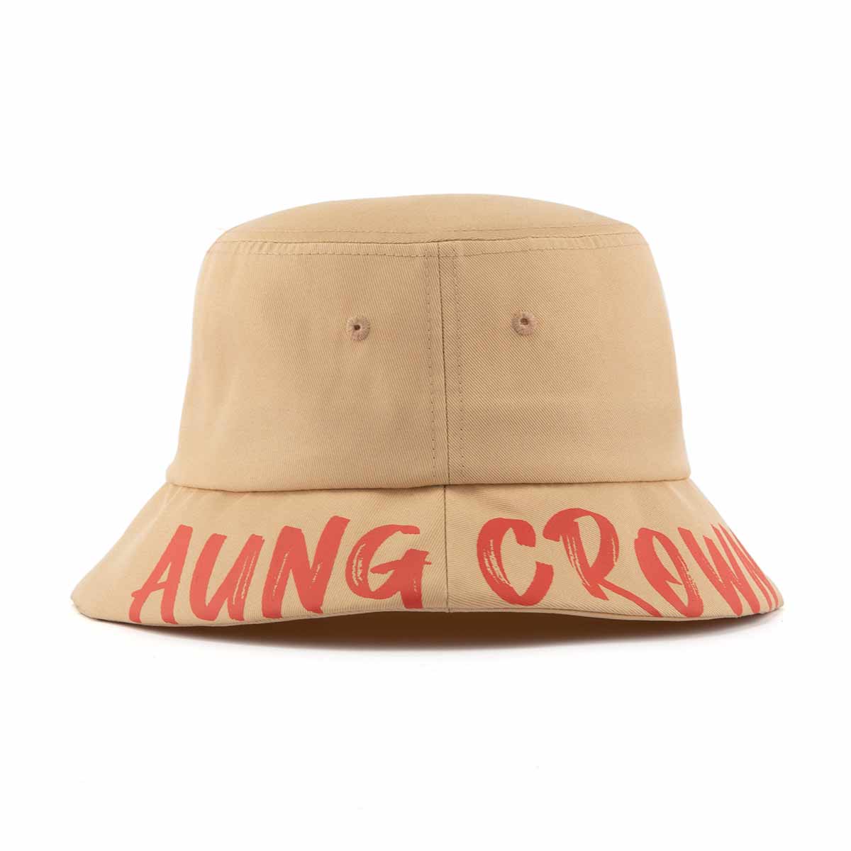 Aung Crown khaki printable bucket hat pattern with screen printing letters SFG-210324-1 Aung Crown khaki printable bucket hat pattern with screen printing letters SFG-210324-1