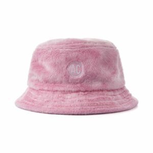 Aung Crown pink fleece winter bucket hat KN2102072