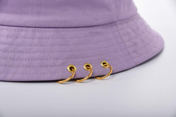 Aung Crown purple woven bucket hat with metal rings on the edge of the brim SFA-210406-1