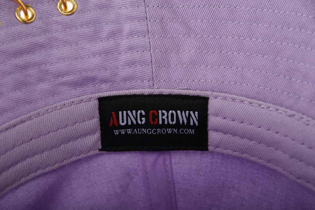 Aung Crown purple woven bucket hat with an inner label and a sweatband SFA-210406-1