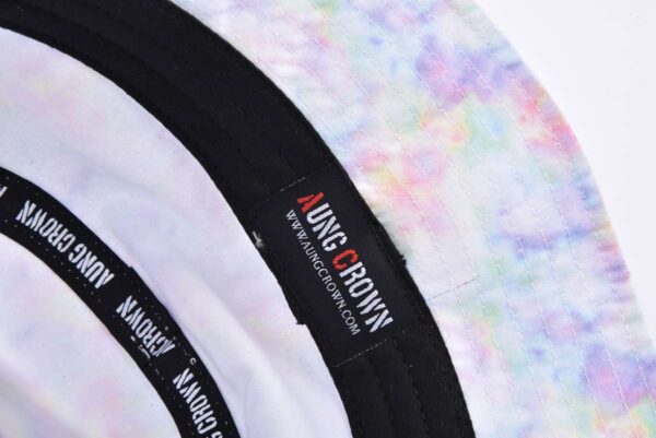 Aung Crown tie dye bucket hat with an inner label and taping KN2103014