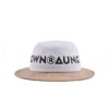 Aung Crown white and khaki cotton bucket hat with a flat brim KN2102035