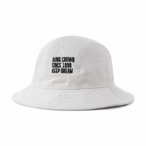 Aung Crown white sun bucket hat with black flat embroidery letters KN2103123