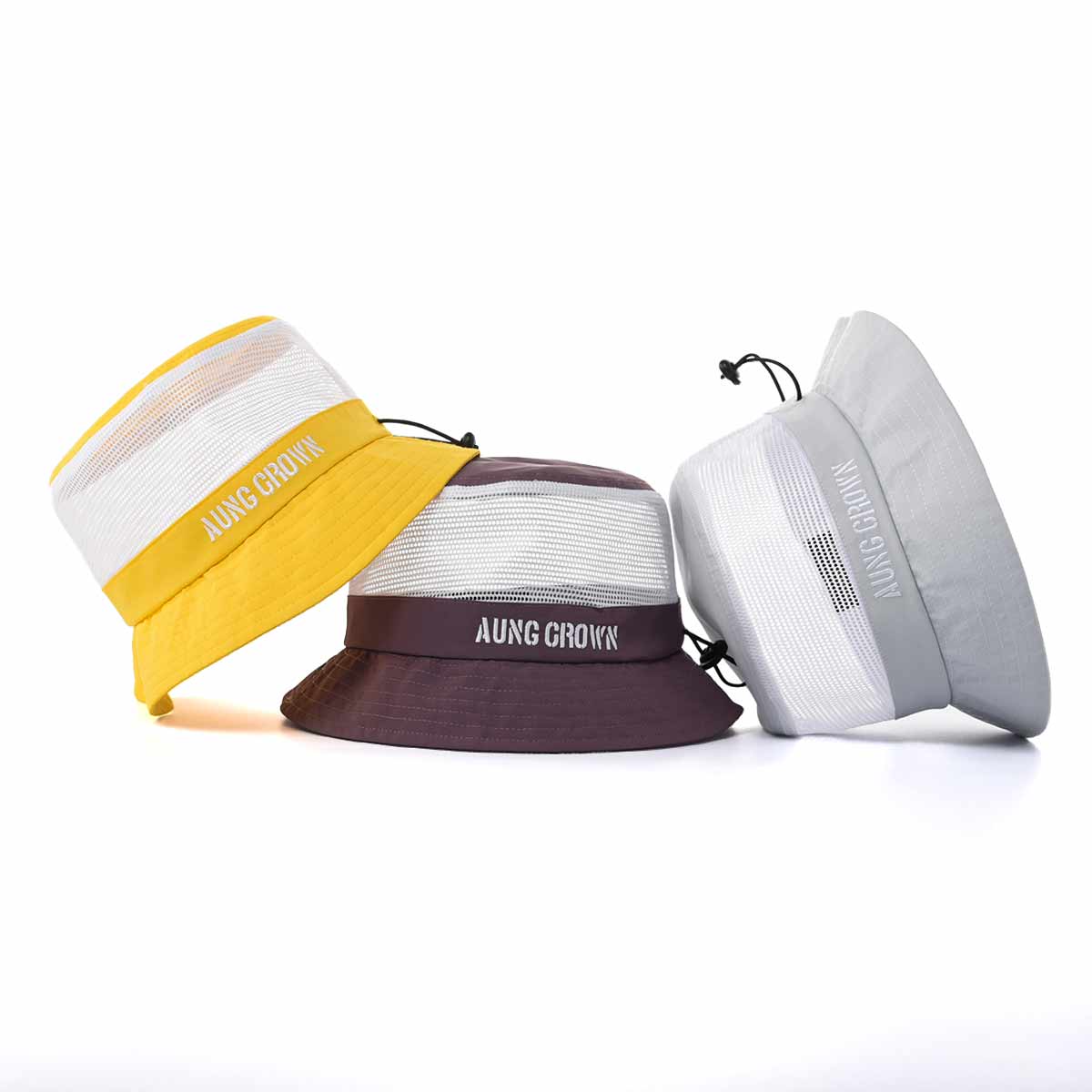 Aung Crown yellow, gray, or purple mesh bucket hat SFG-210318-1 Aung Crown yellow, gray, or purple mesh bucket hat SFG-210318-1