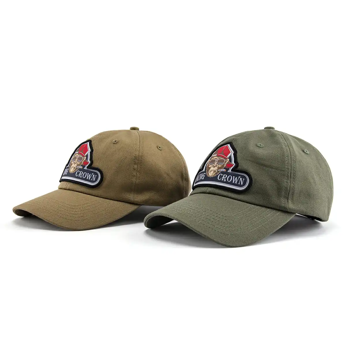 left view ofr the combo between olive green baseball cap and army green baseball cap KN2101051