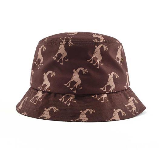 the backside of the Aung Crown brown bucket hat KN2102221