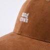 the front embroidery logo on the brown suede baseball cap KN2102021