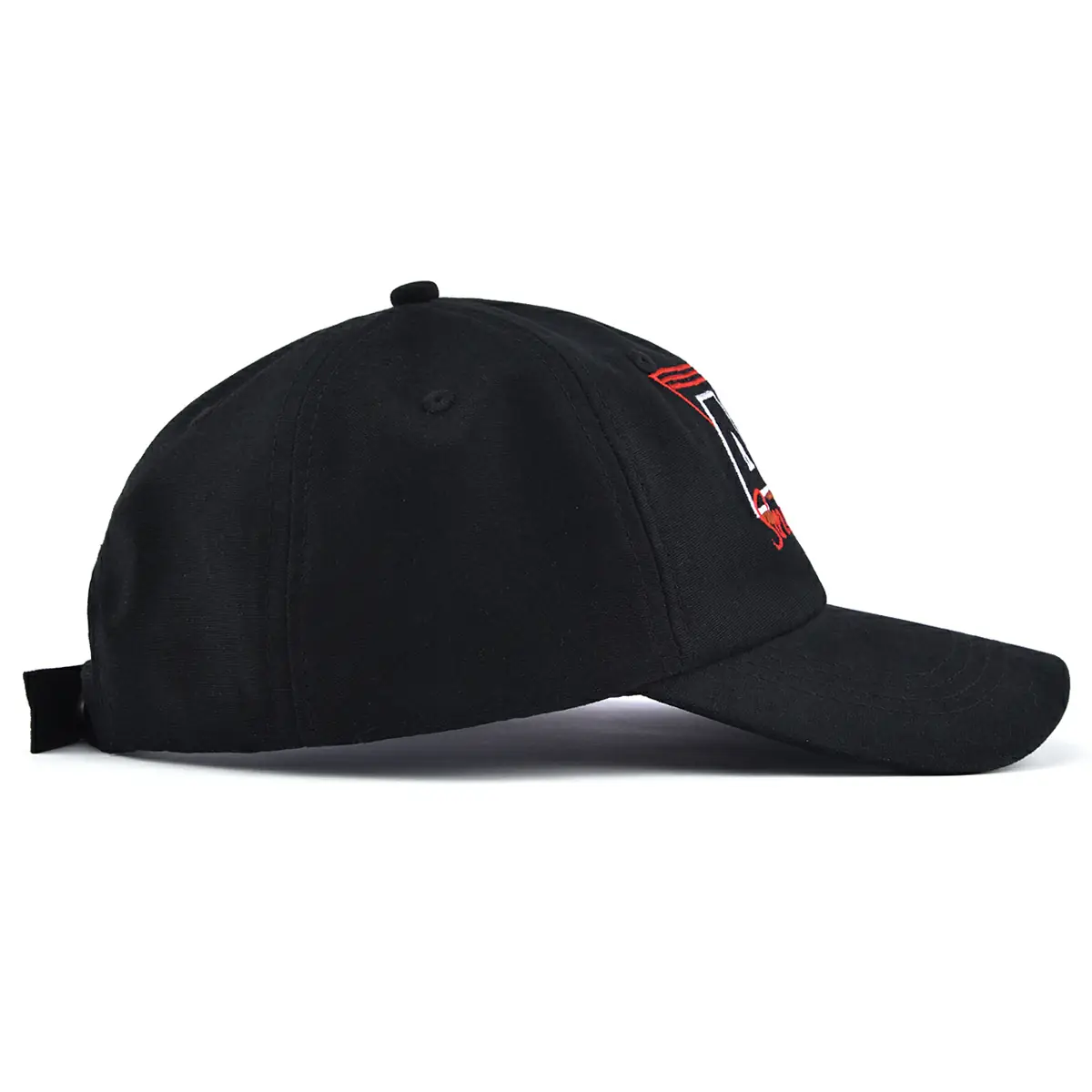the horizontal view of the black canvas baseball cap dad cap KN2102031 the horizontal view of the black canvas baseball cap dad cap KN2102031
