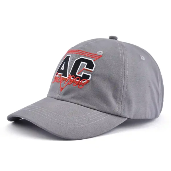 the side view of gray canvas baseball cap dad cap KN2102031