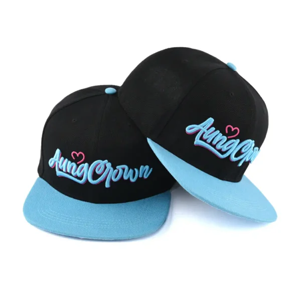 Aung Crown 6-panel blue black snapback cap SFG-220402-1