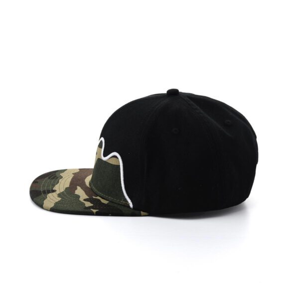 Aung Crown black camouflage snapback cap at the horizontal view SFG-210316-4