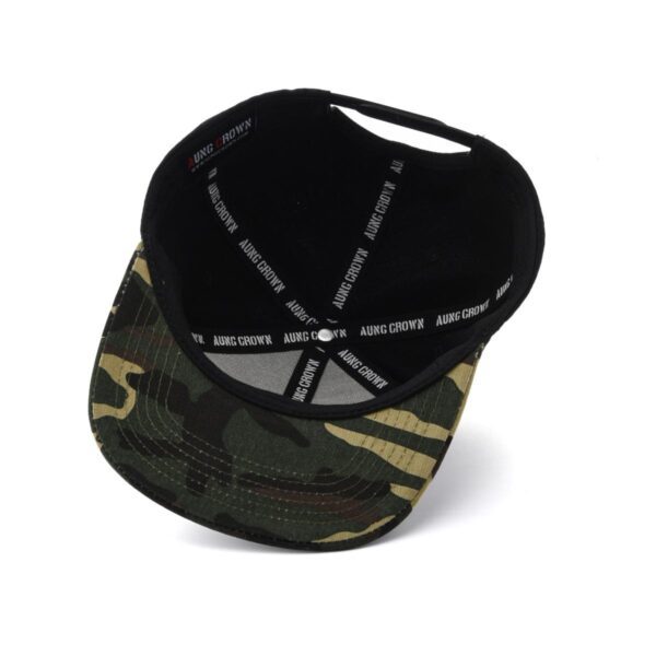 Aung Crown black camouflage snapback cap at the inner view SFG-210316-4