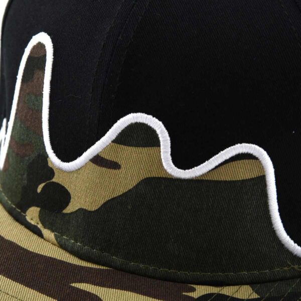 Aung Crown black camouflage snapback cap with a 3D applique on the front SFG-210316-4