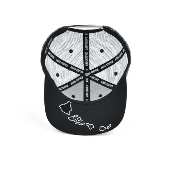 Aung Crown black flat brim trucker hat at the inner view KN2012111