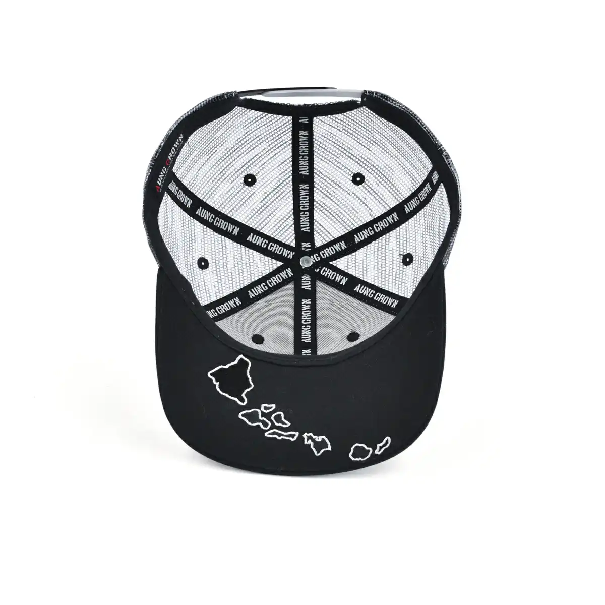 Aung Crown black flat brim trucker hat at the inner view KN2012111 Aung Crown black flat brim trucker hat at the inner view KN2012111