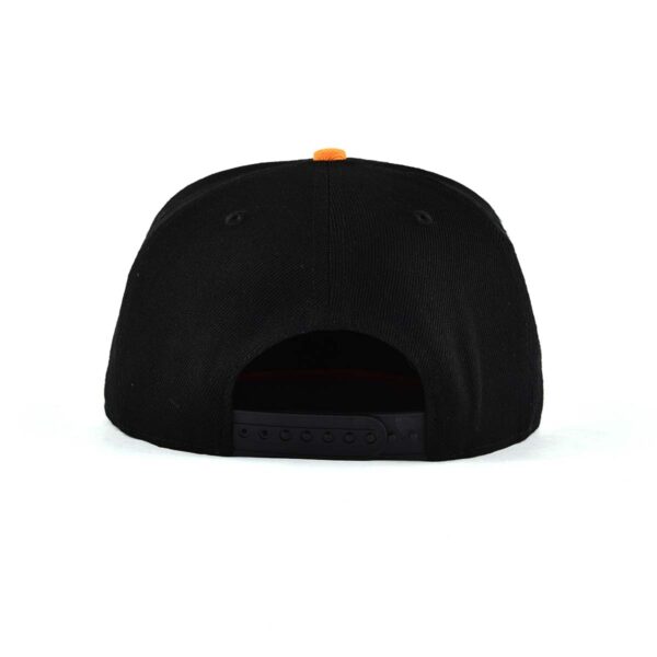 Aung Crown black and orange snapback with a black plastic snap closure ACNA2011129