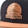 Aung Crown black snapback hat with embossed leather patch on the front KN2012145