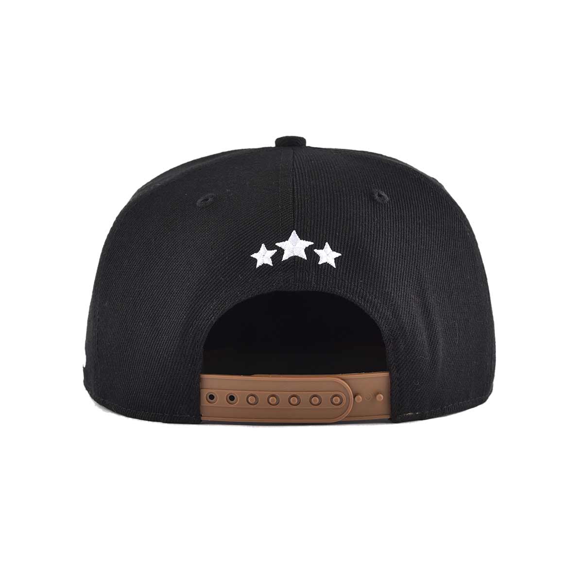 Aung Crown black snapback  hat with flat embroidery stars and a plastic snap closure at the back KN2012145 Aung Crown black snapback hat with flat embroidery stars and a plastic snap closure at the back KN2012145