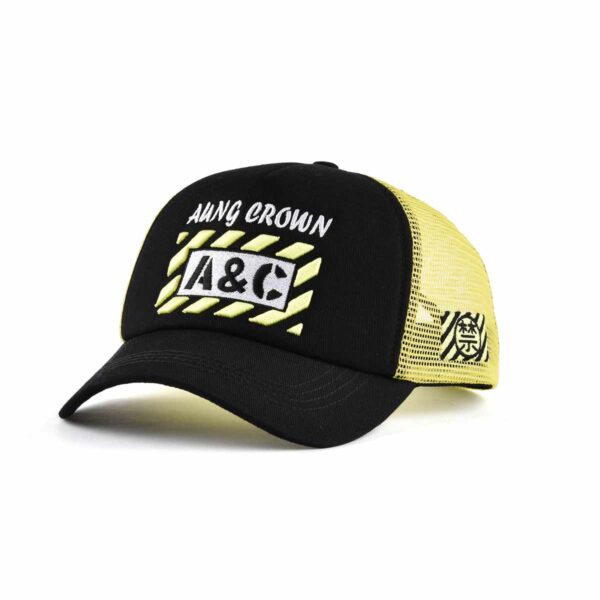 Aung Crown casual 6-panel black and yellow trucker hat KN2012091