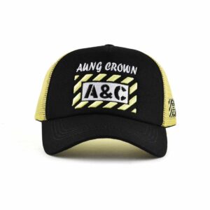 Aung Crown casual black and yellow trucker hat for women and men KN2012091