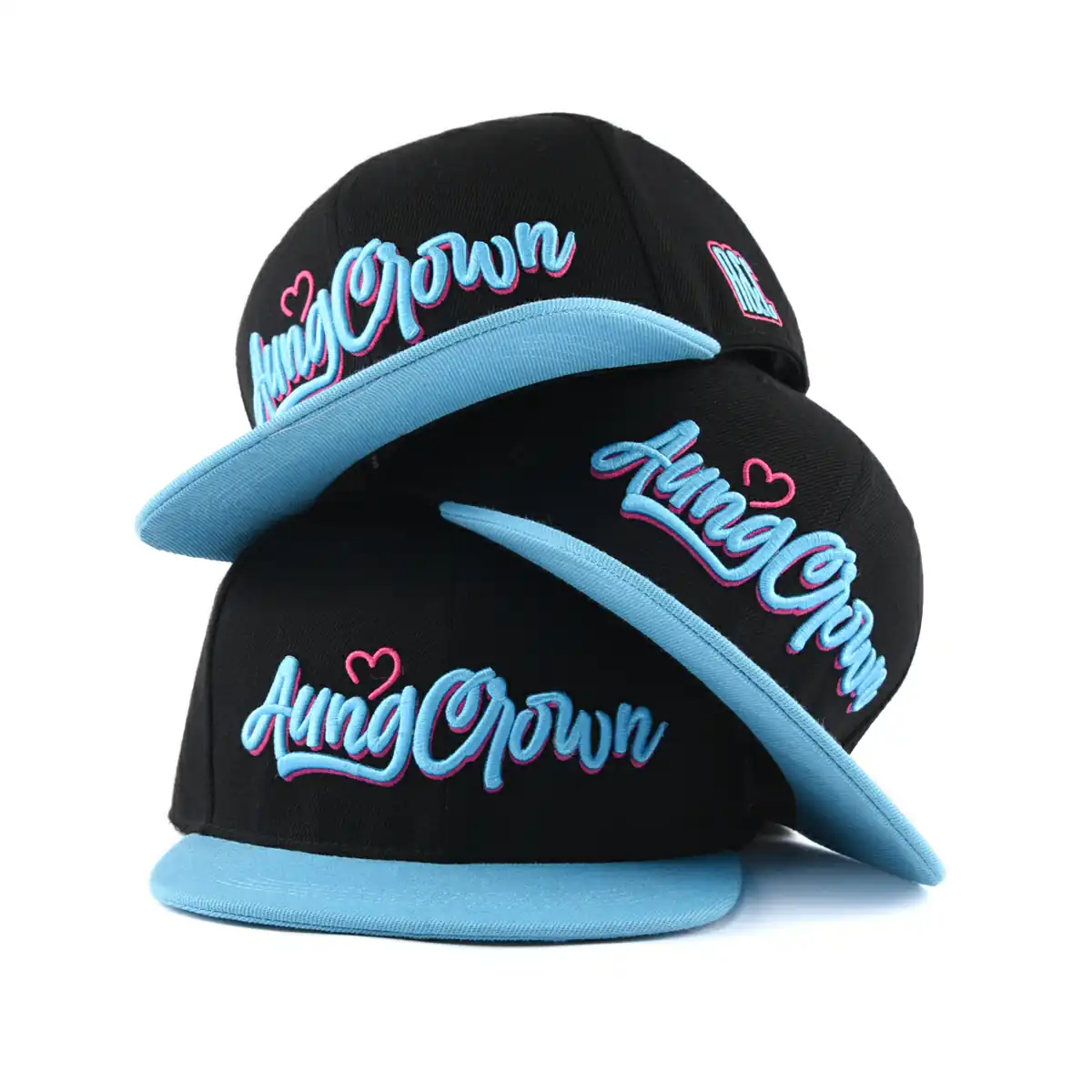 Aung Crown casual patchwork blue black snapback cap for women and men SFG-220402-1 Aung Crown casual patchwork blue black snapback cap for women and men SFG-220402-1