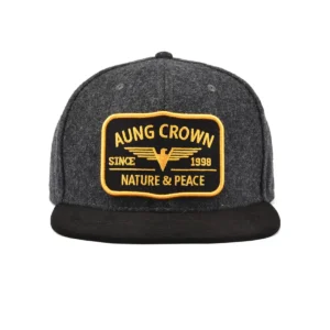 Aung Crown casual plain black snapback hat ACNA2011126