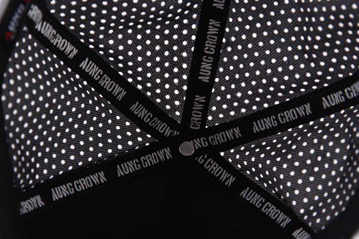 Aung Crown custom embroidered trucker hat at the inner crown view KN2012181 Aung Crown custom embroidered trucker hat at the inner crown view KN2012181