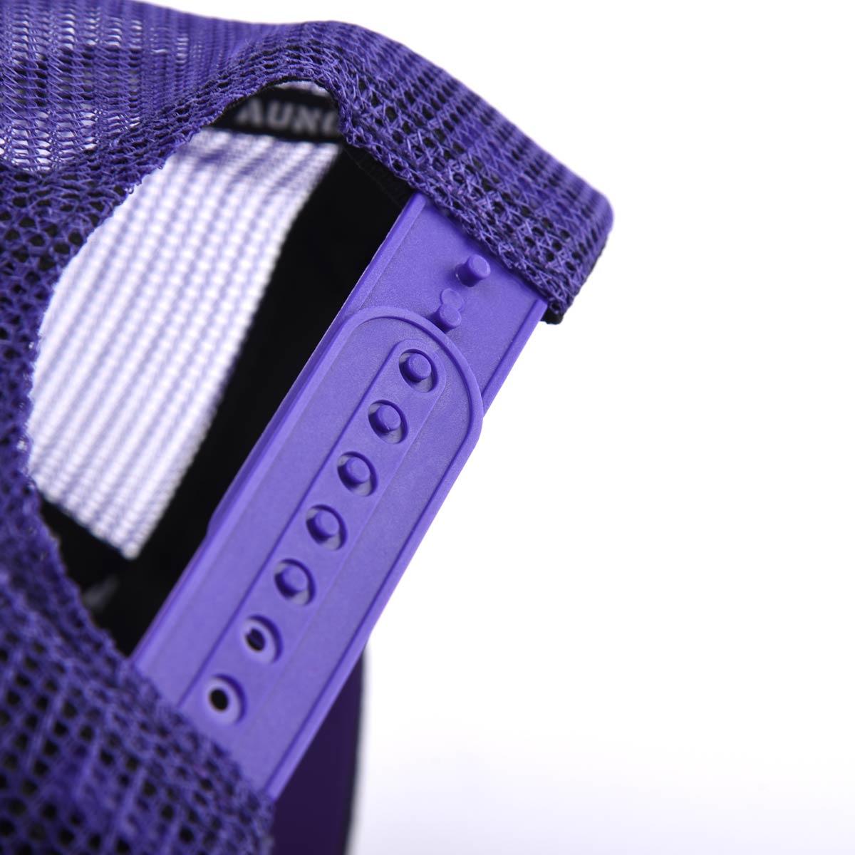 Aung Crown fashion printing trucker hat with a purple plastic snap closure KN2103191 Aung Crown fashion printing trucker hat with a purple plastic snap closure KN2103191